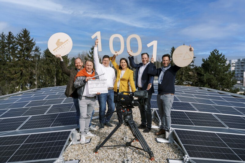 Foto v.l.n.r. Nikolaus Klingohr & Nils Klingohr (Interspot Film GmbH), Stefan Scheuermann, Cornelia Daniel, Martin Lackner, Claus Baumgartner (Tausendundein Dach) © Tausendundeindach